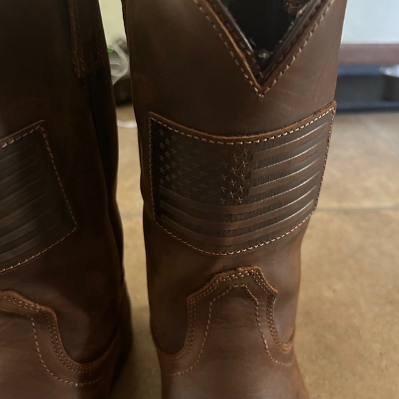 Sureway brown genuine leather cowboy boot work boot American flag men’s 10 main image 2